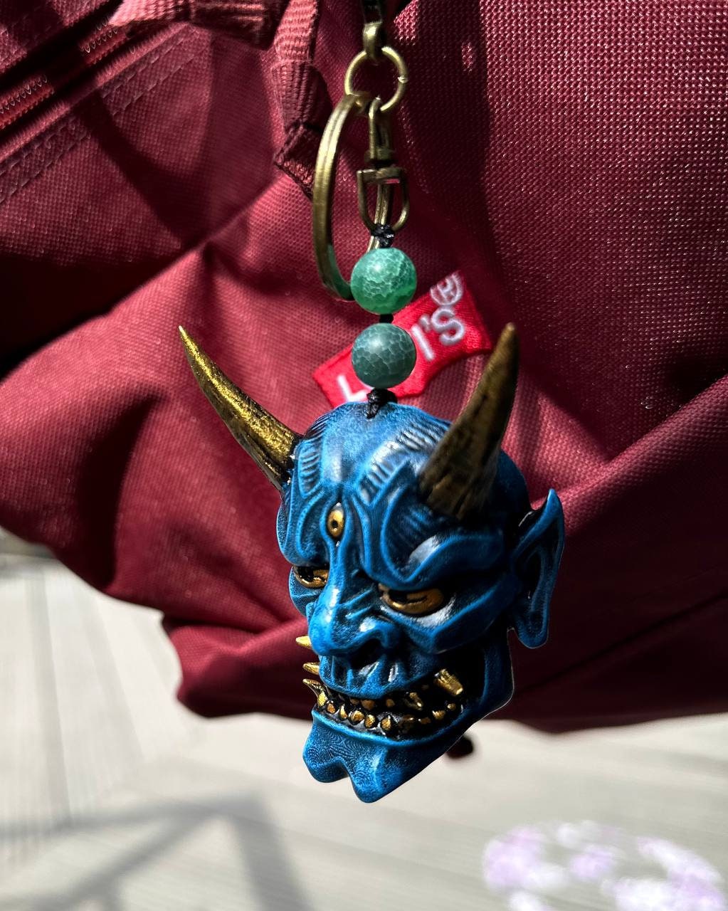Japanese Komainu Keychain, Samurai Oni Keychain, Small