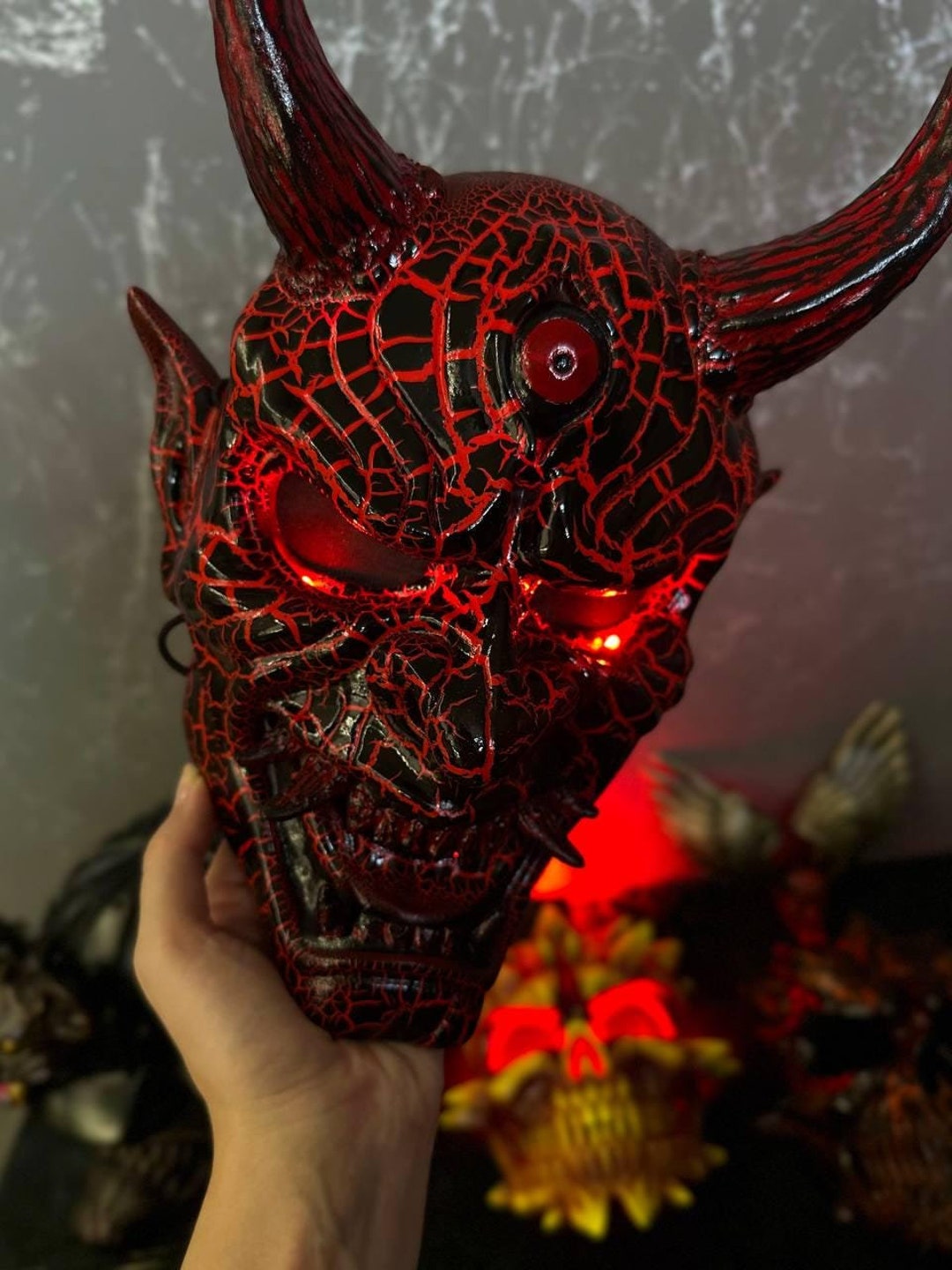 Oni Mask Dead by Daylight Wearable, Big Horns Devil Mask, DBD Cosplay, Red Oni DBD Mask, Japan Demon Mask, Yokai Mask, RED Hannya Mask - Etsy Oni Mask Dead by Daylight Wearable, Big Horns Devil Mask, DBD Cosplay, Red Oni DBD Mask, Japan Demon Mask, Yokai Mask, RED Hannya Mask - Etsy