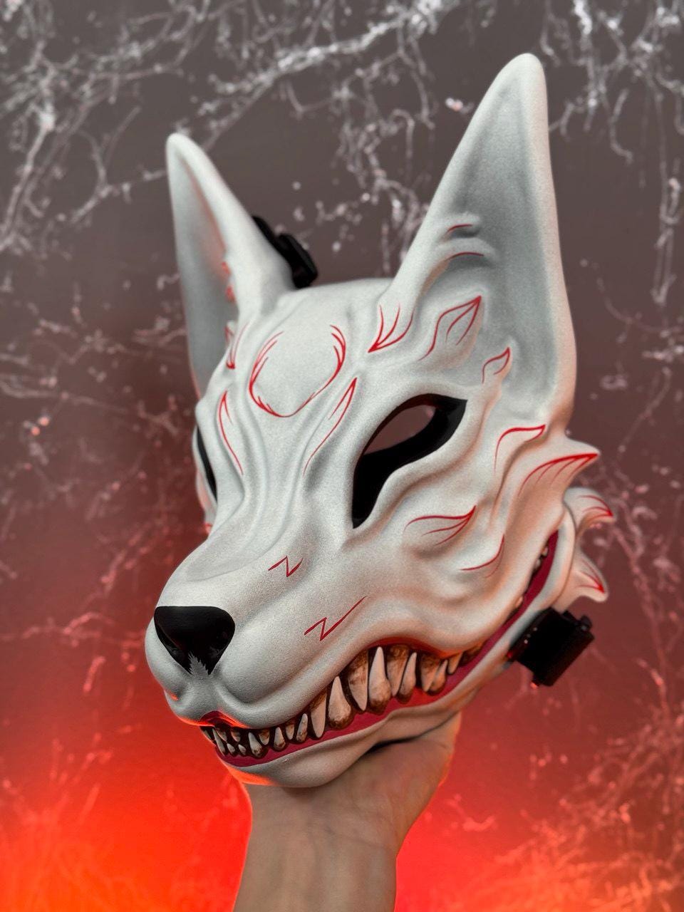 ZEBRAGO Braccialetto giapponese affascinante con maschera di volpe Sakura rossa con ciondolo a forma di campana, mezza corda rossa, mezza catena, per donne, medio, zinco, senza pietre preziose