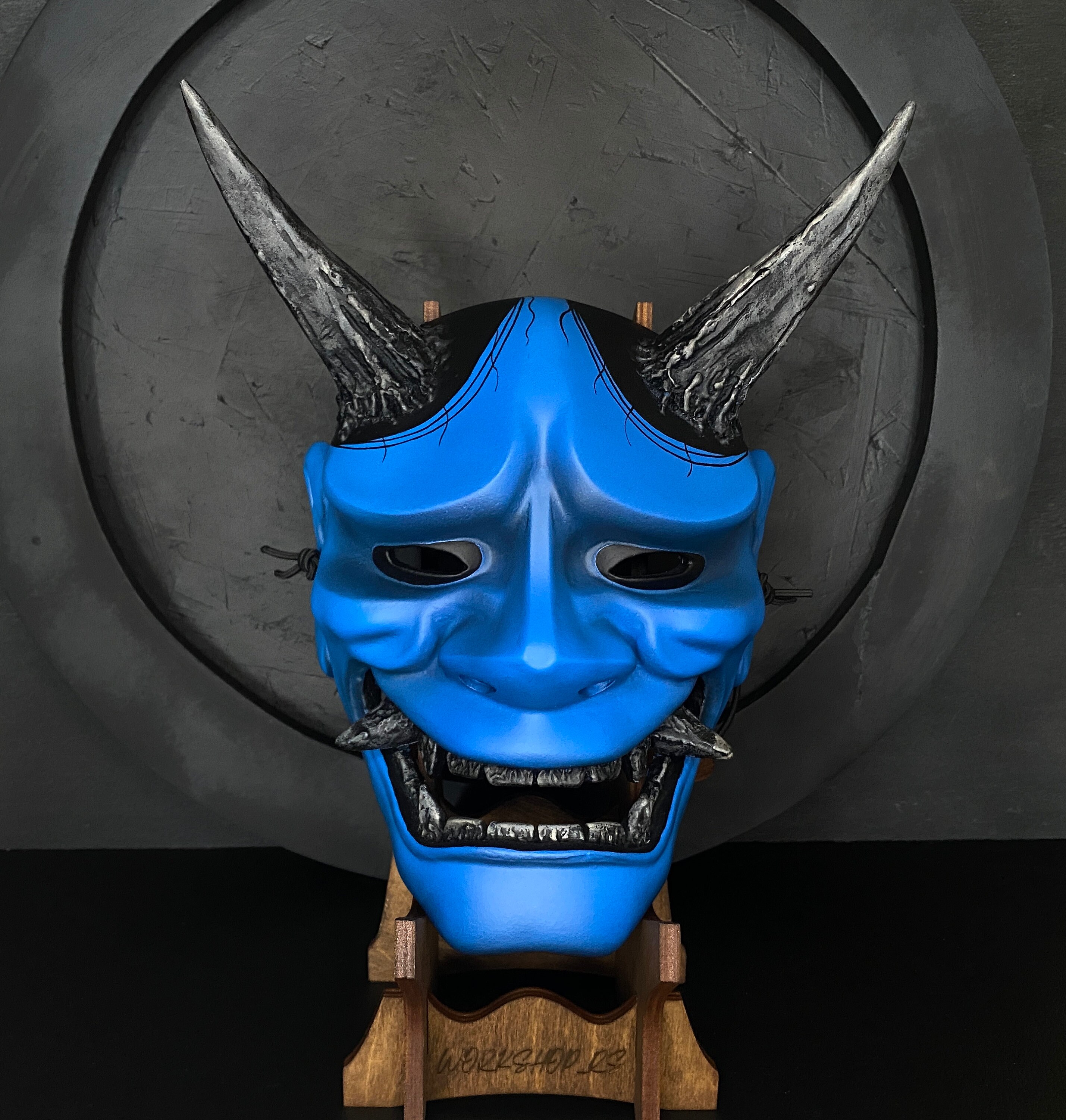 Blue Hannya Mask Japanese Hannya Mask Traditional Samurai Etsy