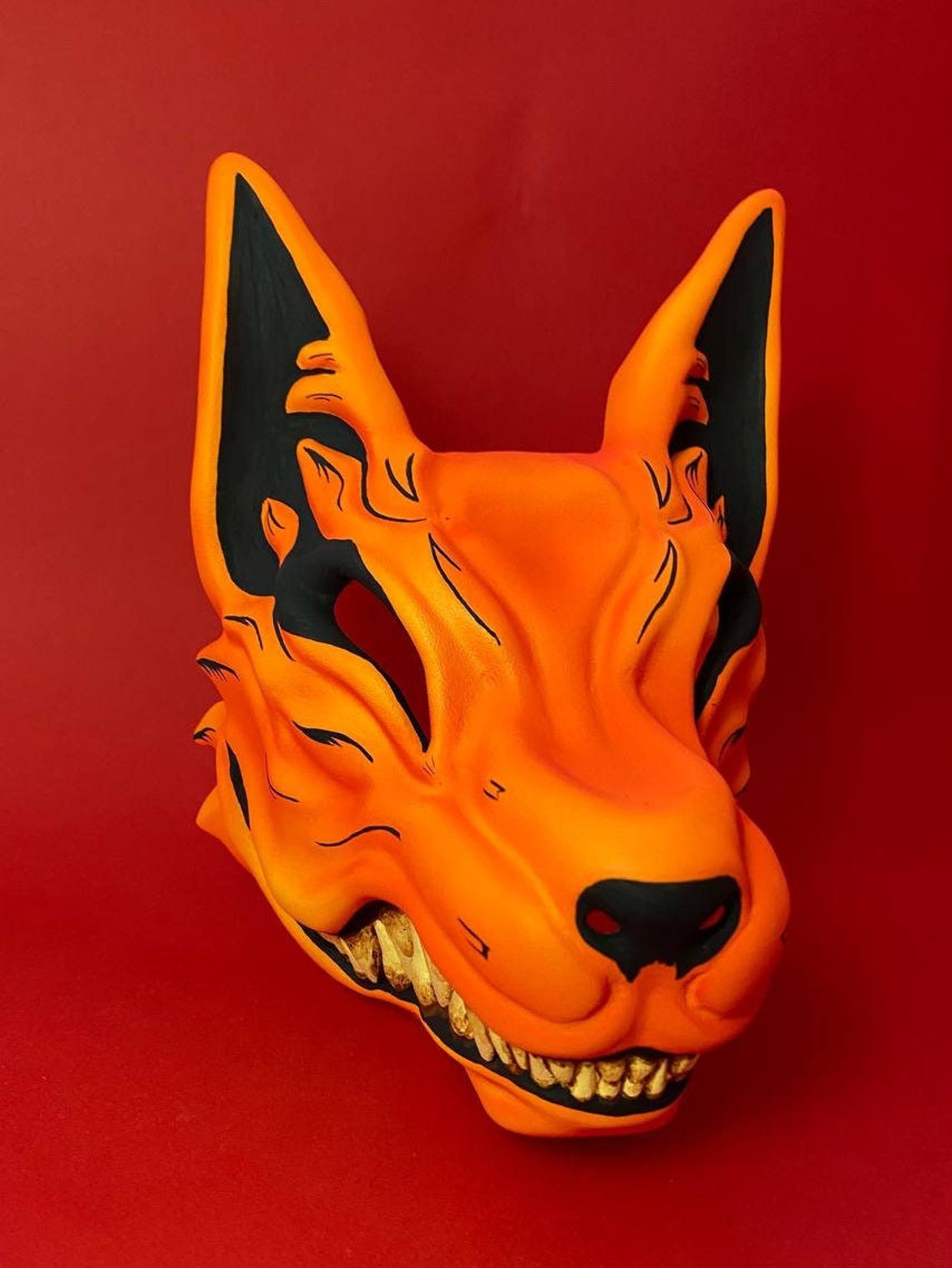 Kurama Kitsune Mask Japanese Fox Mask MADE TO ORDER Kurama Etsy Denmark