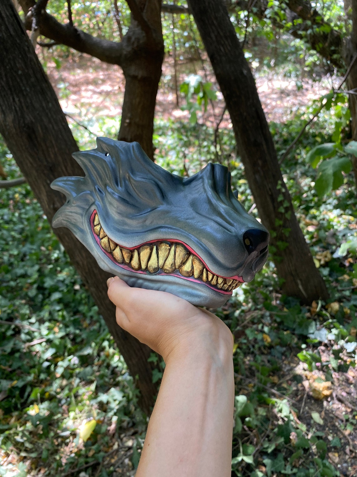 Wolf Half Mask Kitsune Half Face Mask Grey Wolf Mask - Etsy