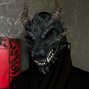 Black Dragon mask, Smaug mask, Alodidae Dragon Mask Cosplay, Halloween Costume dragon age wearable Chinese Dragon mask, Japanese Dragon mask
