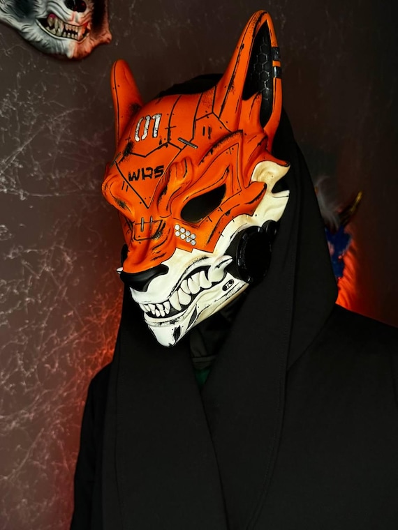 サイバーパンクマスク：ブラックウルフ着用可能なキツネフォックス
