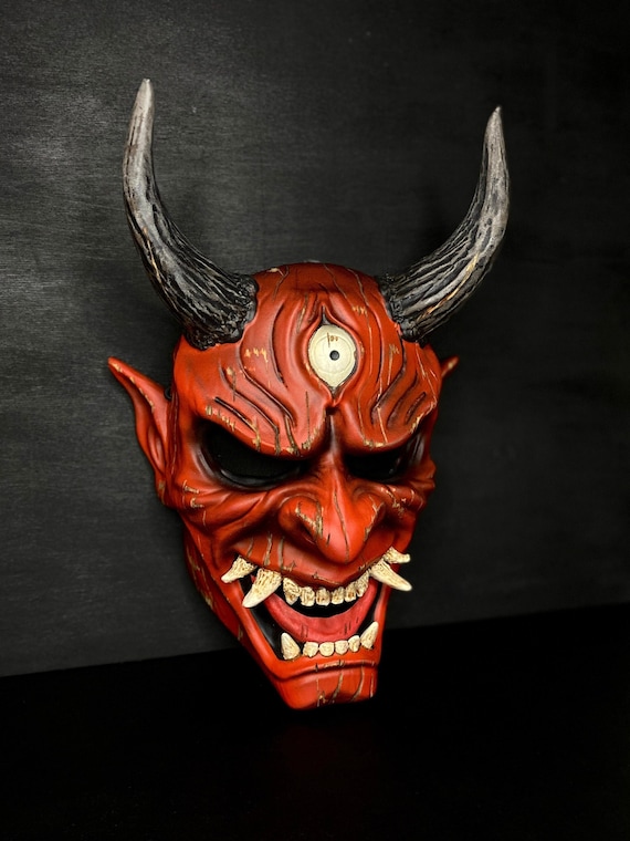Red Oni Mask Wearable Demon Mask Wall - Etsy
