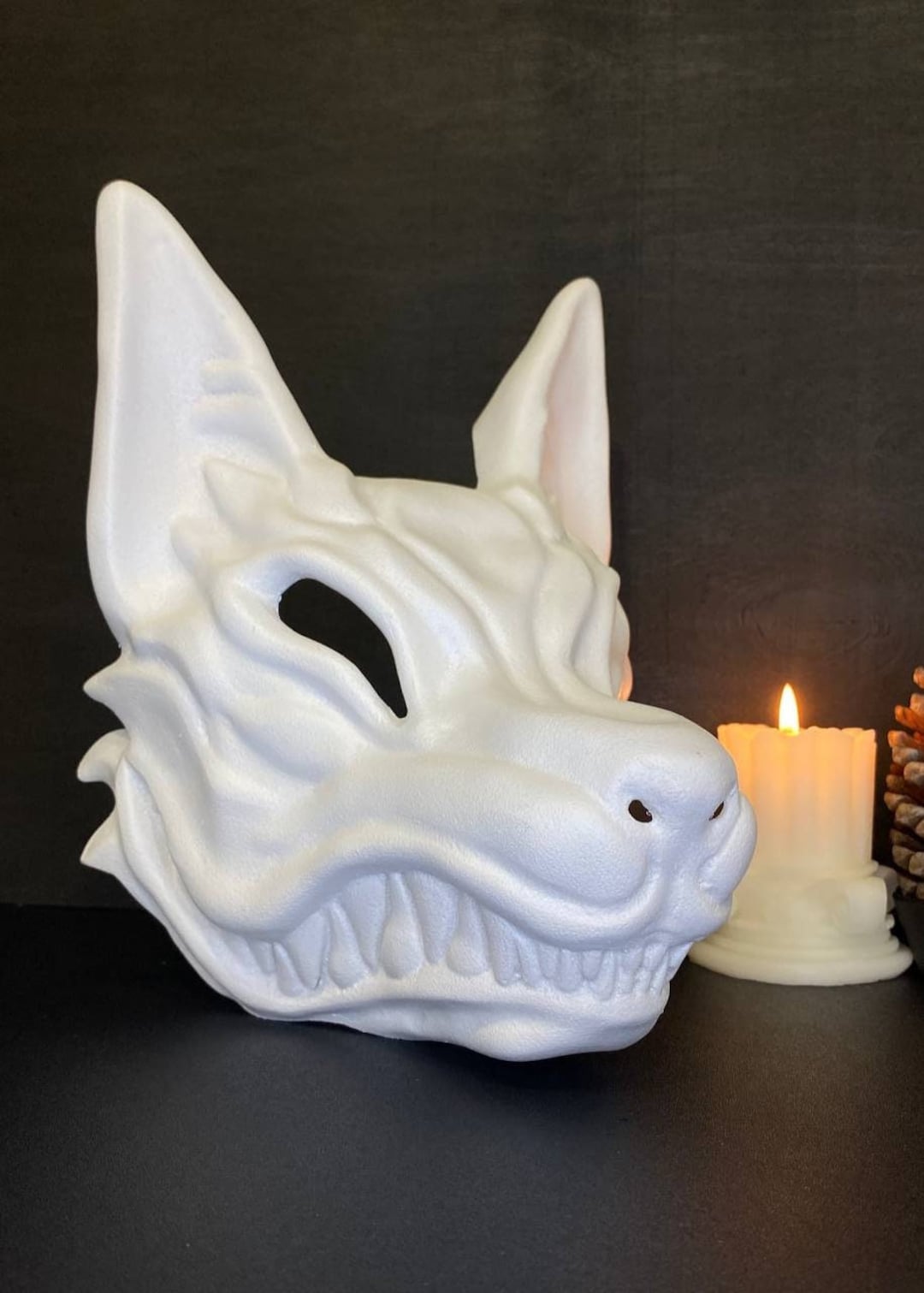 Unfinished Kitsune Mask Unpainted. Wearable Kitsune Mask Blank. DIY