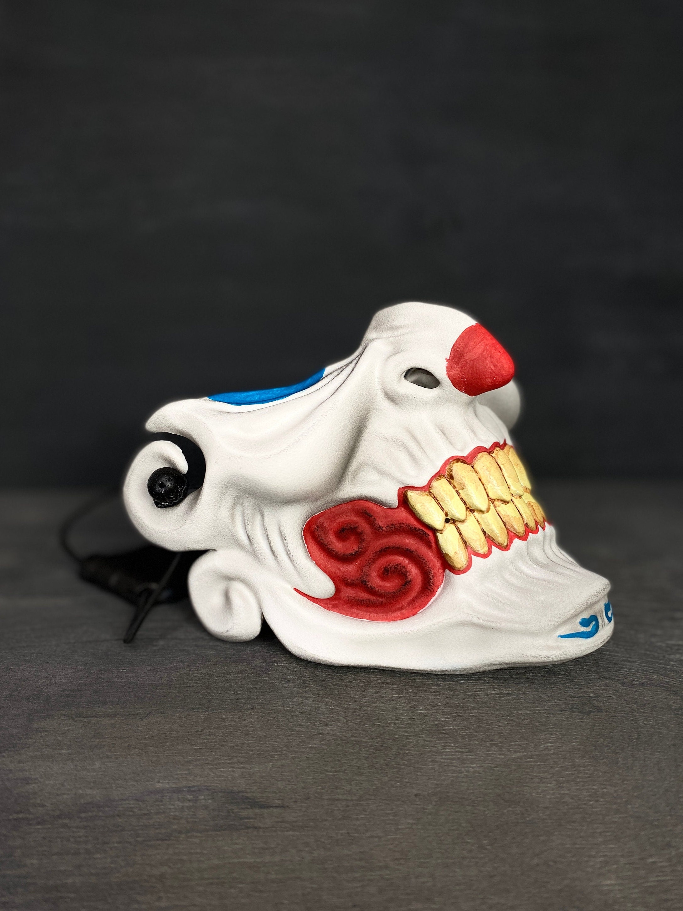 Half Face Joker Mask Half Mask Clown Ronin Oni Mempo Etsy