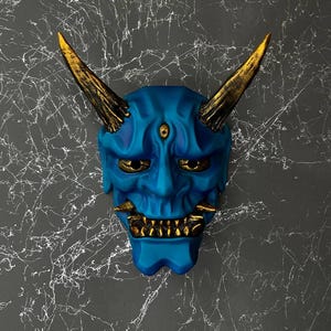 Custom Oni Mask - Made to Order - Japanese Oni demon mask with custom painting and any color of your choice