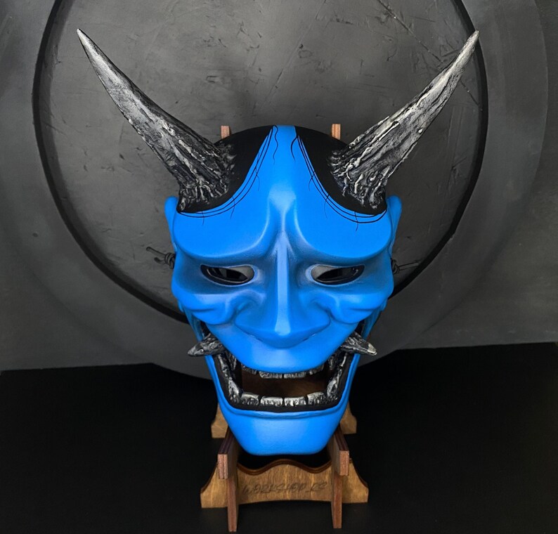 Blue Hannya Mask Japanese Hannya Mask Traditional Samurai Etsy