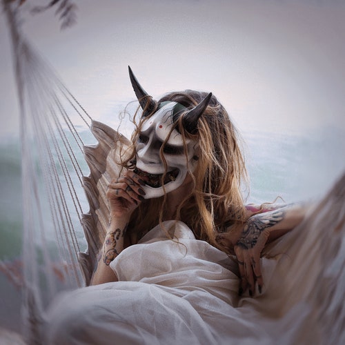 Hannya Mask Oni Yokai Japanese Inspired Wearable and for Wall Etsy