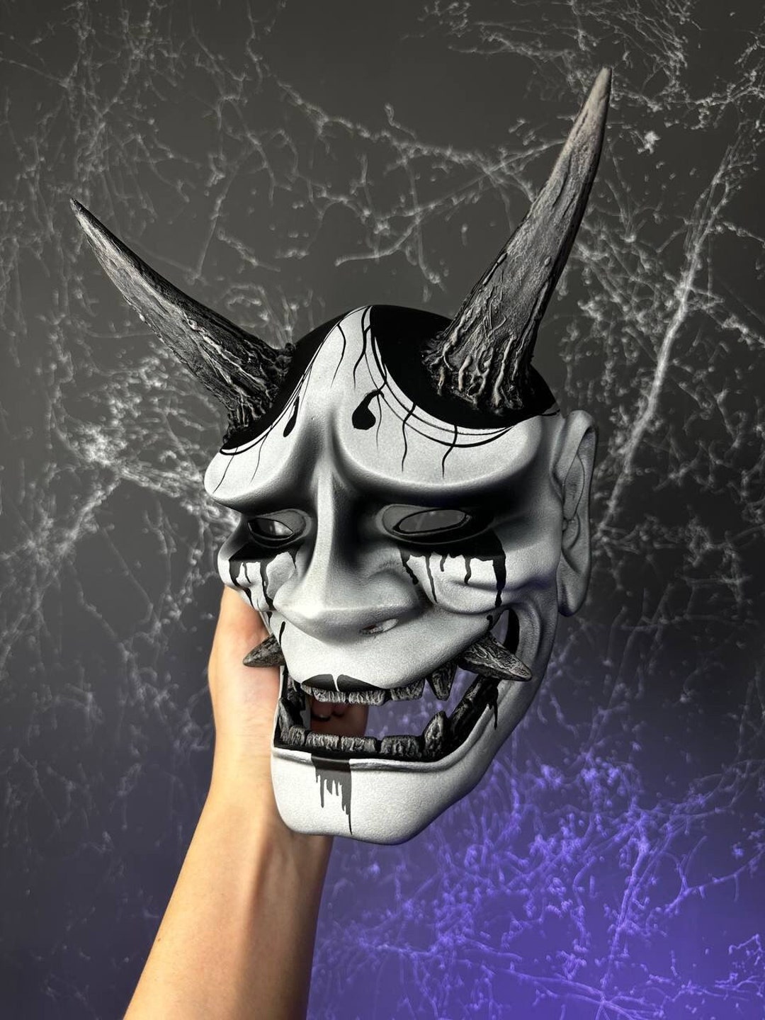 Oni Maske Latex - Japanische Hannya Maske Mit Reißzähnen Für Halloween
