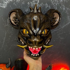 Hyena Mask, Realistic Mask of a Hyena, African Wolf Dog Mask, Brown Cat mask, Furry Mask, Hyena Furry, Halloween Mask