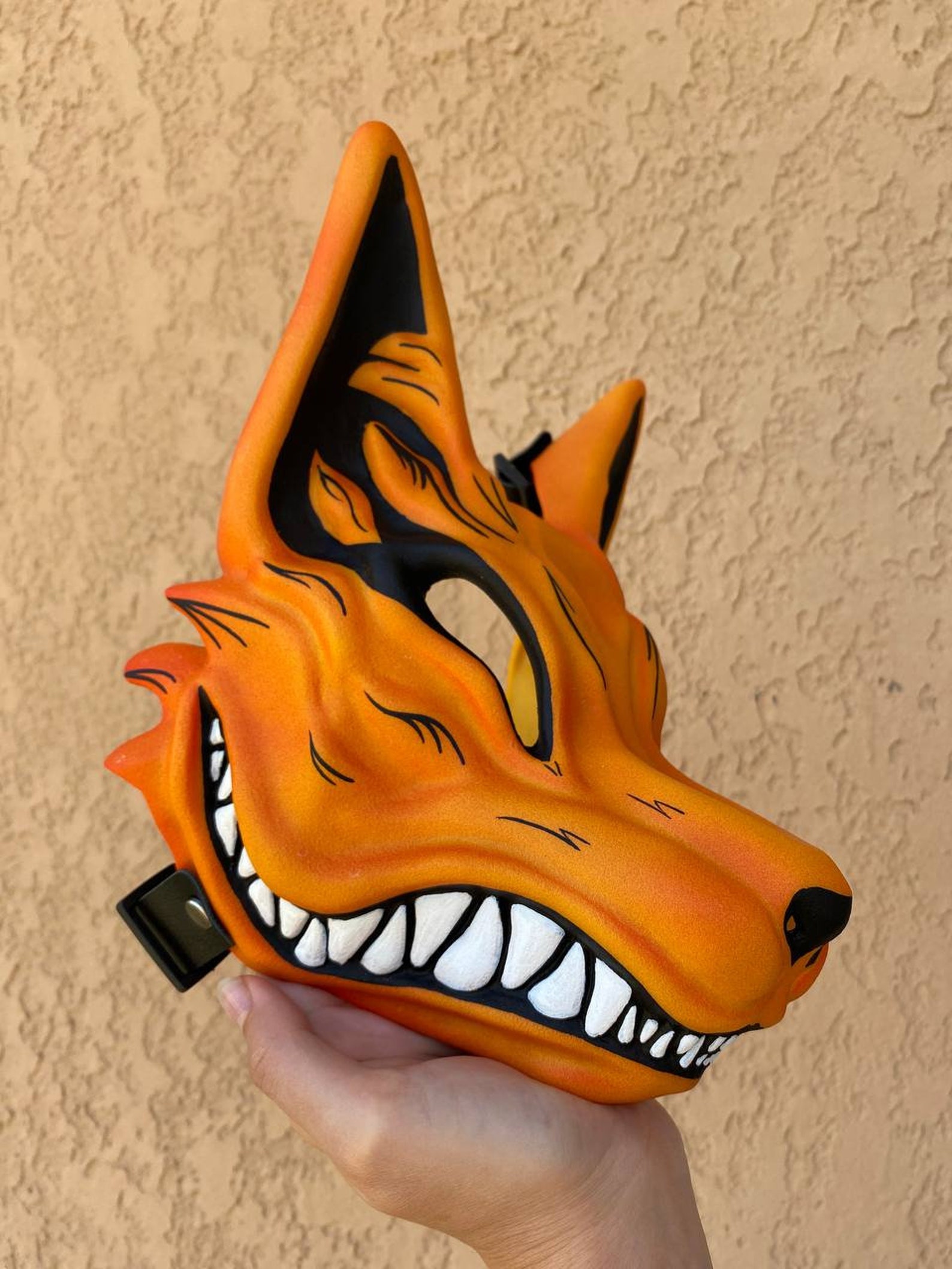 Japanese Kitsune Mask, Orange Japanese Fox Mask Anime, the Nine Tail
