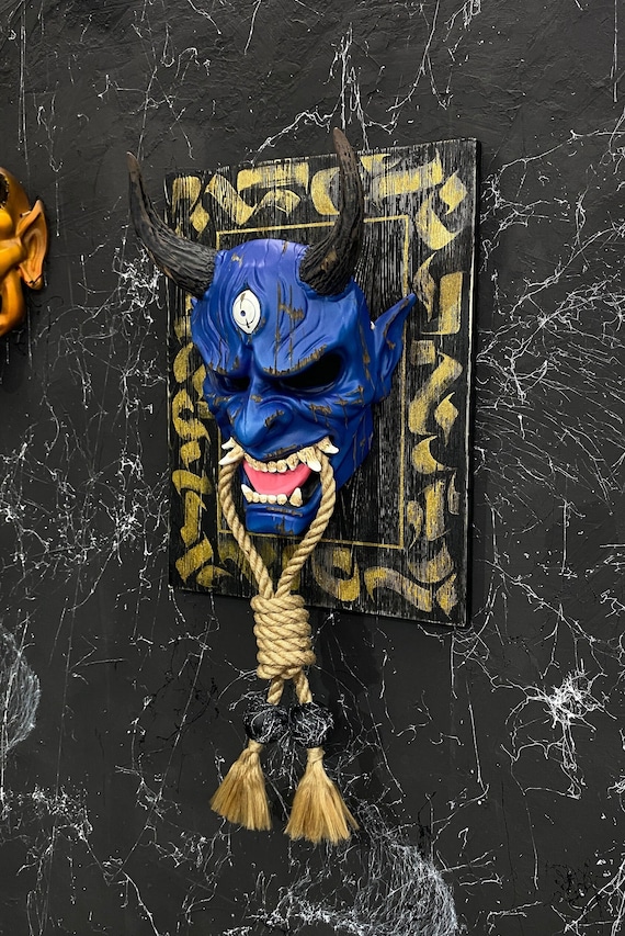 青鬼マスク：壁飾り用の日本の悪魔のマスク - Etsy 日本