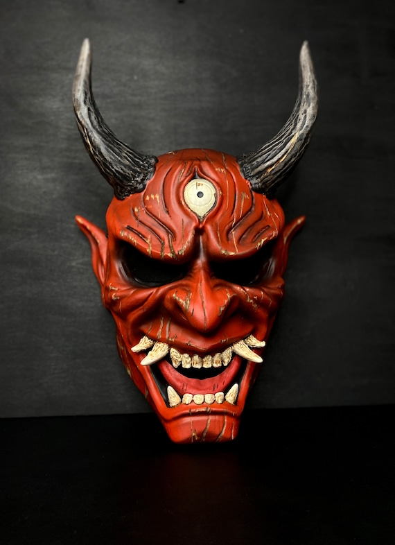 Japanese DBD Oni Mask Wearable for Cosplay, Devil Mask, Noh