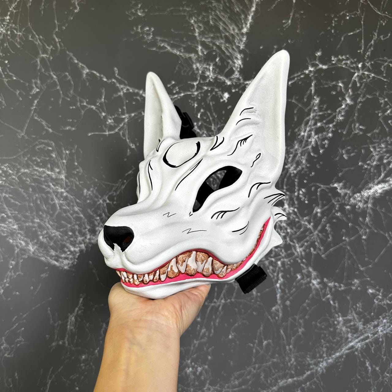 Japanese Kitsune Mask Black and White, Full Face Kitsune Mask, Japanese Fox  Mask, Wolf Mask, Anime Cosplay, Kitsune Fox Mask, Japanese Demon -   Australia