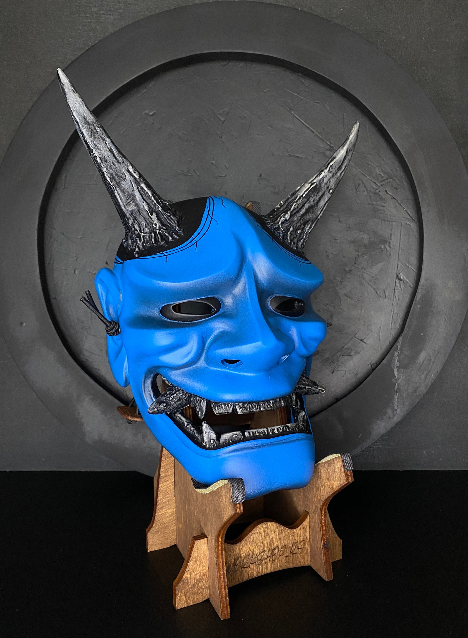 Blue Hannya Mask Japanese Hannya Mask Traditional Samurai Etsy