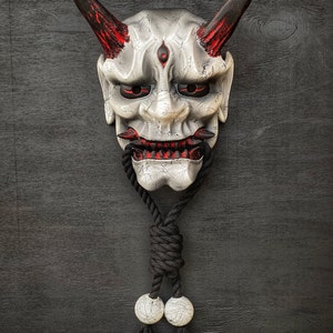 Black and White Oni Mask With Rope Wall Oni Mask Oni Mask - Etsy