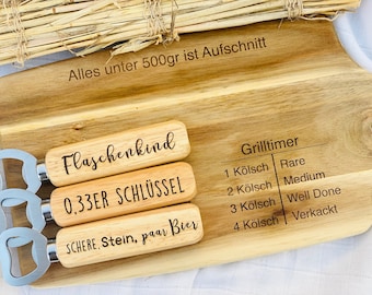 Holz Flaschenöffner personalisiert mit Gravur - Bierflaschenöffner als perfekte Geschenkidee für Papa, Mann, Freund & Opa