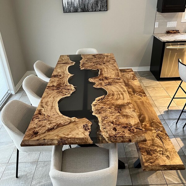 CUSTOM ORDER | Free Quote | Dining Table | Coffee Table | Conference Table | Epoxy River table, Live Edge, Single Slab