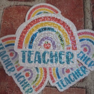 Holographischer Lehrer Regenbogen wasserfester Vinyl Aufkleber für Laptop, Wasserflasche, Notizbuch, holographischer Aufkleber, Lehreraufkleber