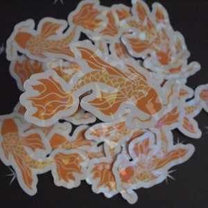 Holographic koi fish waterproof vinyl sticker for laptop, water bottle, notebook, koi sticker, fish sticker, holographic sticker
