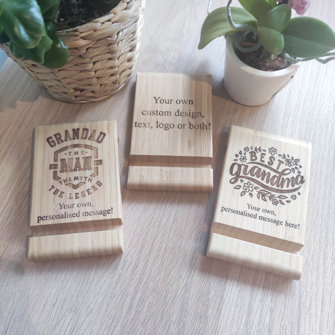 Personalization Stand Personalized Engraved Wood Phone Stand, Customized Bamboo Mobile Phone ...