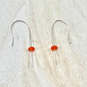 Sterling Faceted AAA Fire Opal Bead Earrings, Sterling Mexican Fire Opal Minimalist Earrings