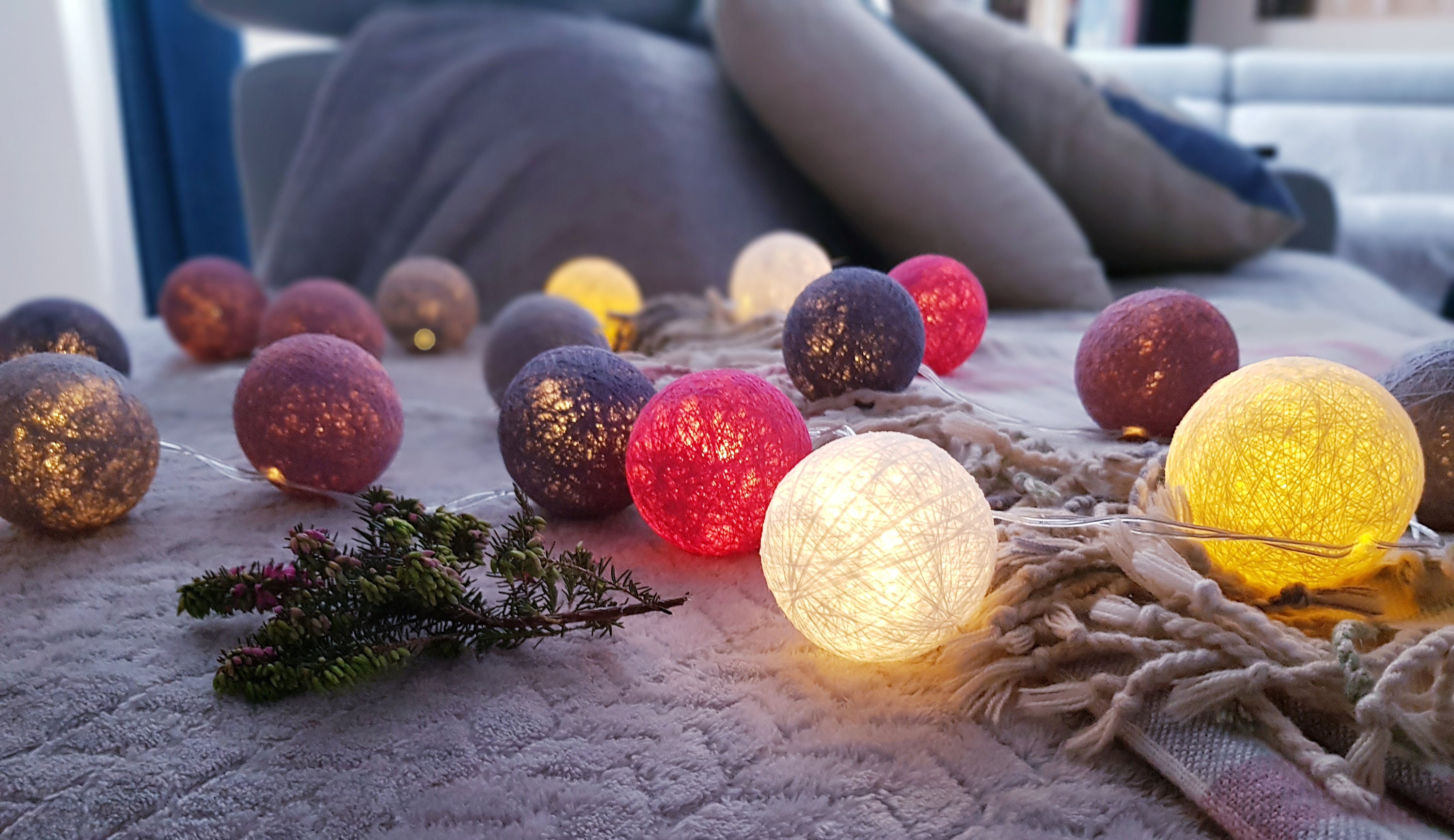 Fairy Lights Rainbow Cotton Ball Lights Battery Operated Etsy