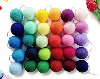 Lucine arcobaleno, palline di cotone alimentate a batteria, colorate, lucine