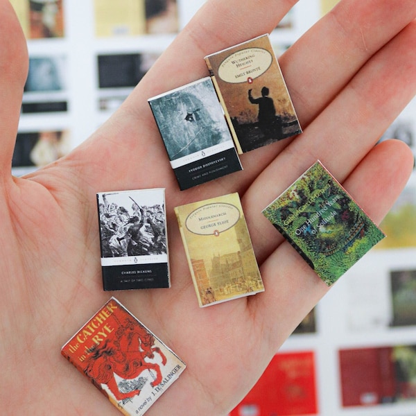 Printable 32 Miniature Book Cover Classic Literature Collection Set Scale: 1/12