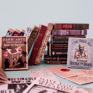 Miniature HP Wizard School Accessories Bundle | 1:6 Scale Magic Props | Dollhouse or Diorama Set | Bookish Decor | Handmade Fantasy Gift