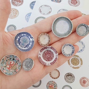 Printable 98 Miniature Plates Vintage Collection Set 3 PDF files scale: 1/12 and 1/6