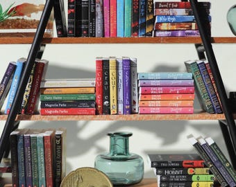 Printable Bestseller Series Books Collection 63 Miniature Book Covers Set for Dollhouses Scale: 1/12