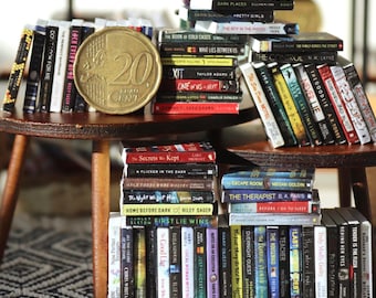 Printable Thriller Books Collection 64 Miniature Book Covers Set for Dollhouses Scale: 1/12