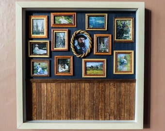 Miniature Monet Art Gallery Diorama: 3D Wall Art Frame Box