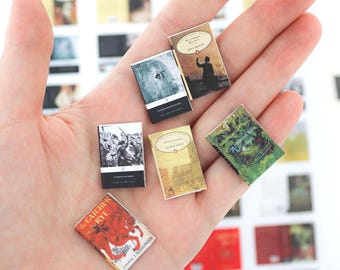 Printable 32 Miniature Book Cover Classic Literature Collection Set Scale: 1/12 for TBR Jar