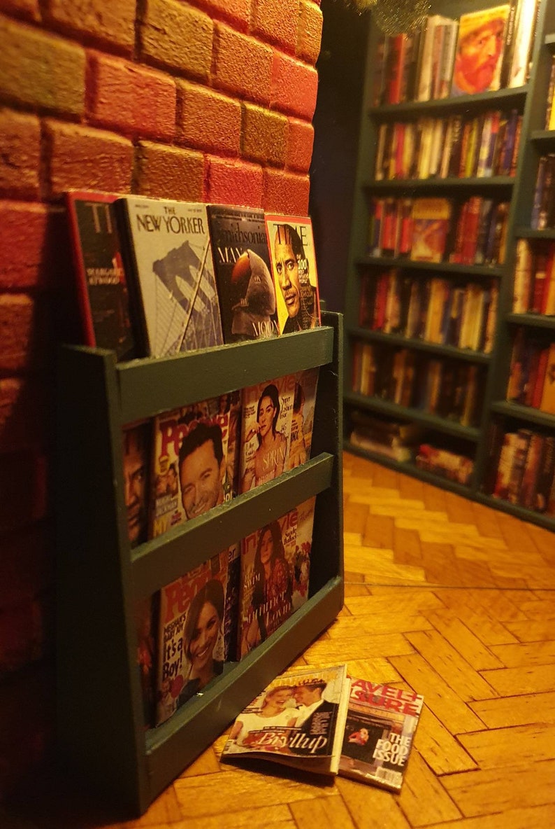 Book Nook Library Diorama Bookend Bookshelf Insert With Blue Etsy