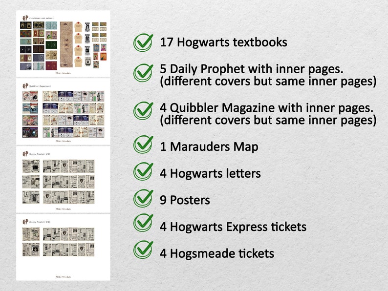 Printable HP Wizard School bundle 1/12 scale textbooks and extras digital download image 7