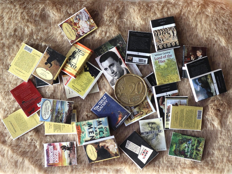 Printable Classic Books Collection 32 Miniature Book Covers Set for Dollhouses Scale: 1/12 image 5