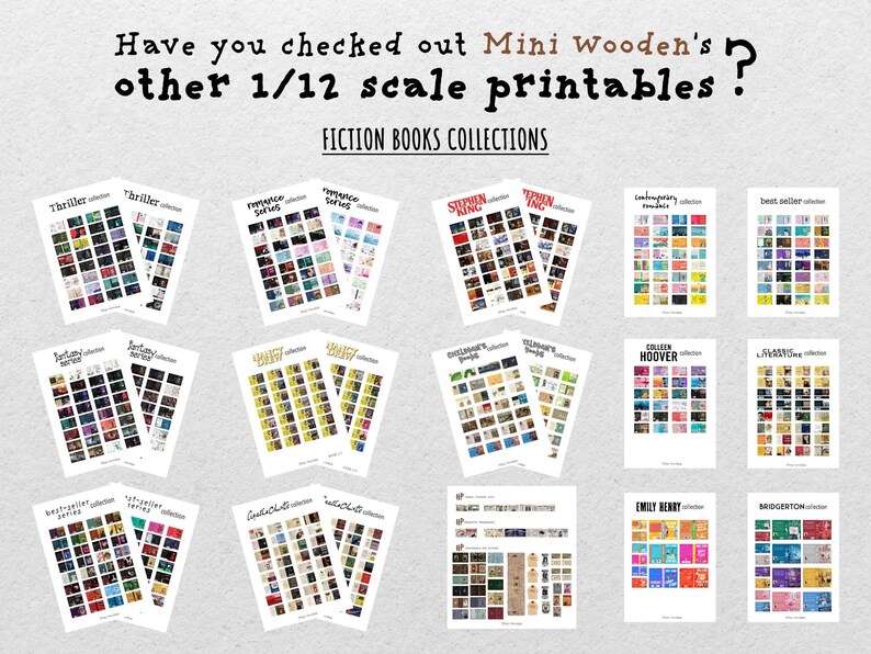 Printable Bestseller Books Collection 32 Miniature Book Covers Set for Dollhouses Scale: 1/12 image 9