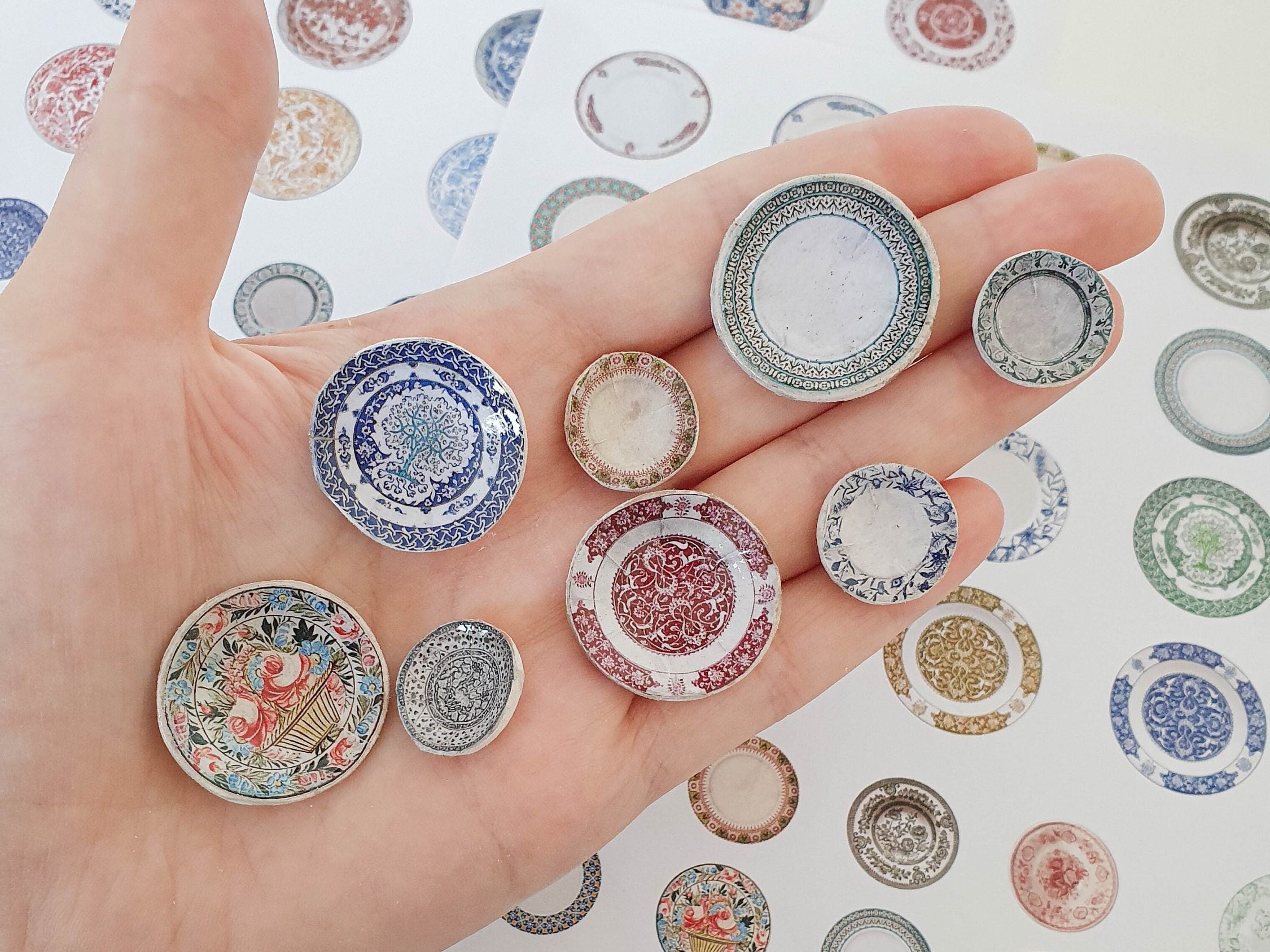 Printable 98 Miniature Plates Vintage Collection Set 3 PDF files scale: 1/12 and 1/6