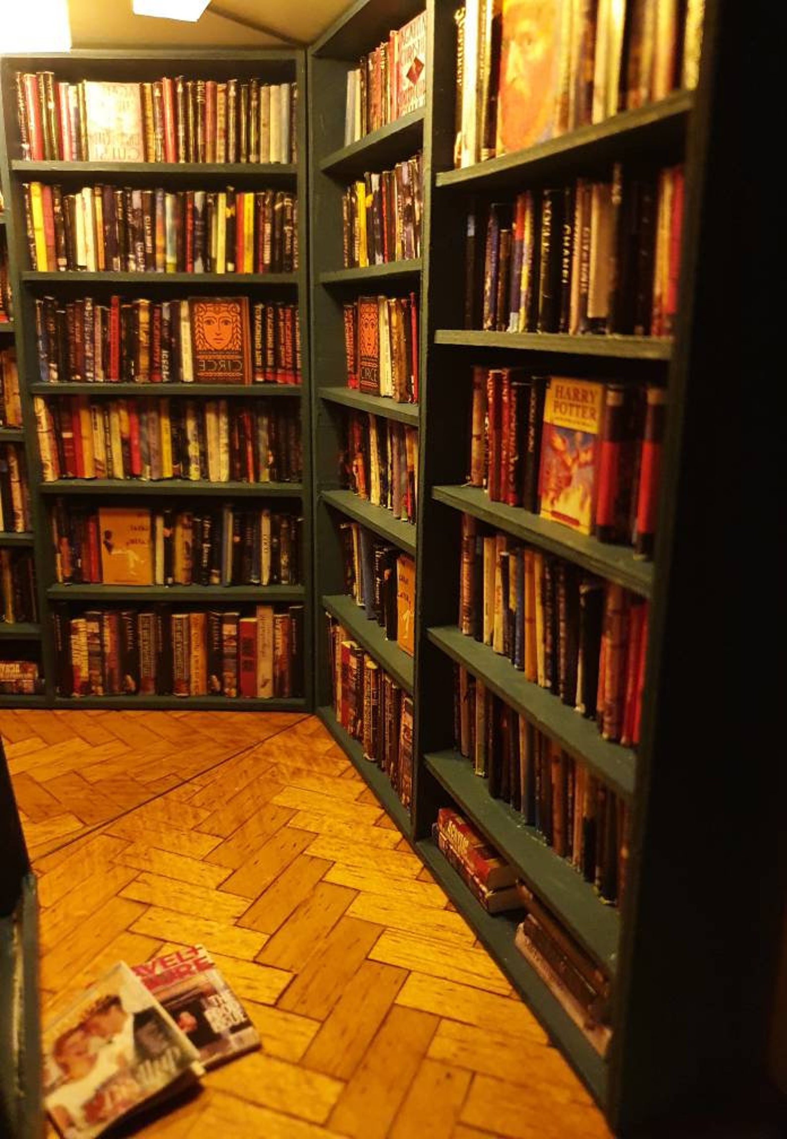 Book Nook Library Diorama Bookend Bookshelf Insert With Blue Etsy