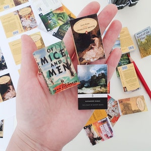 Printable 32 Miniature Book Cover Classic Literature Collection Set Scale: 1/6 for TBR Jar