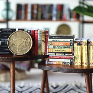Printable Classic Books Collection 32 Miniature Book Covers Set for Dollhouses Scale: 1/12 image 1