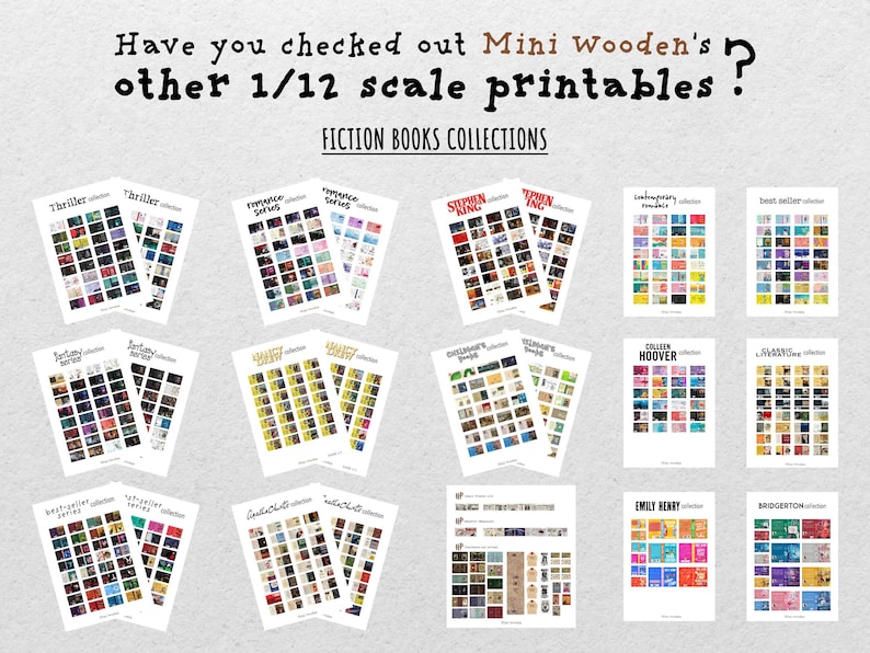 Colección de libros de romance contemporáneo imprimibles. Juego de 32 portadas en miniatura para casas de muñecas. Escala: 1/12. imagen 9