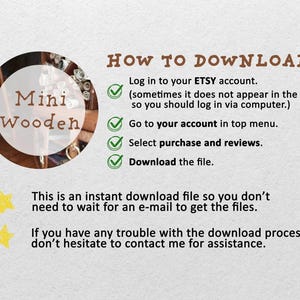 Puede incluir: Una gu&iacute;a de descarga digital con instrucciones sobre c&oacute;mo descargar un producto digital de Etsy. La gu&iacute;a incluye una lista de verificaci&oacute;n de los pasos a seguir, que incluyen iniciar sesi&oacute;n en tu cuenta de Etsy, ir a tu cuenta en el men&uacute; superior, seleccionar compra y rese&ntilde;as, y descargar el archivo. La gu&iacute;a tambi&eacute;n indica que la descarga es instant&aacute;nea y que no necesitas esperar un correo electr&oacute;nico.