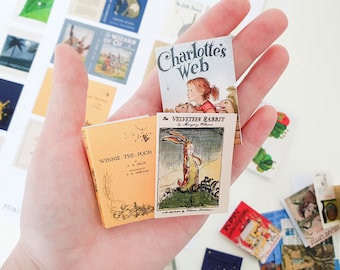 Printable 27 Miniature Book Cover Classic Children's Books Collection Set Scale: 1/6