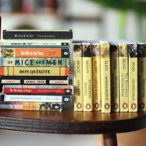 Printable Classic Books Collection 32 Miniature Book Covers Set for Dollhouses Scale: 1/12 image 4