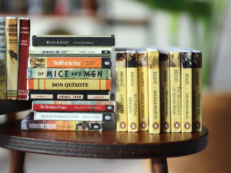 Printable Classic Books Collection 32 Miniature Book Covers Set for Dollhouses Scale: 1/12 image 4